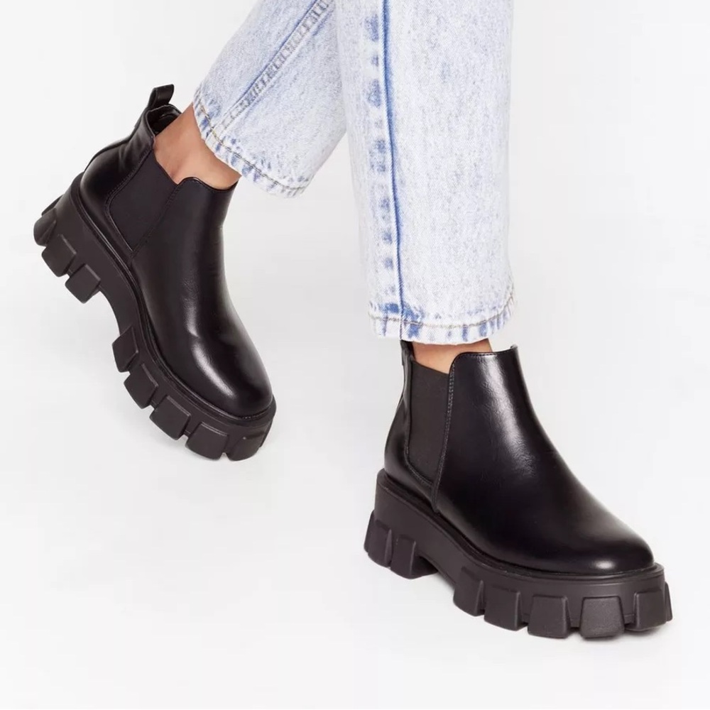 Nasty Gal Cleated Chunky Chelsea Boots
